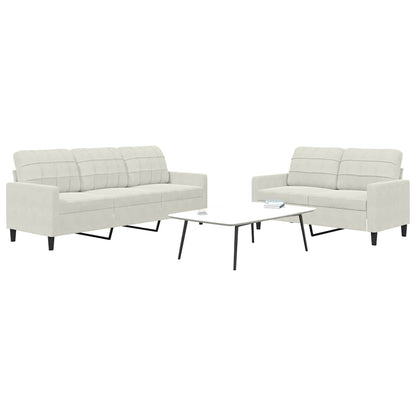 Set di Divani 2 pz con Cuscini Crema in Velluto | homemem39
