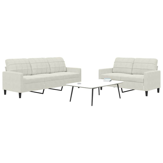 Set di Divani 2 pz con Cuscini Crema in Velluto | homemem39