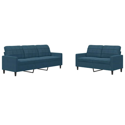 Set di Divani 2 pz con Cuscini Blu in Velluto | homemem39