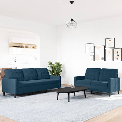 Set di Divani 2 pz con Cuscini Blu in Velluto | homemem39