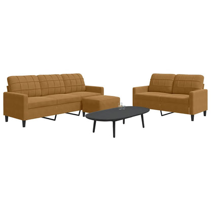 Set di Divani 3 pz con Cuscini Marrone in Velluto | homemem39