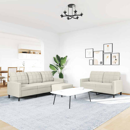 Set di Divani 3 pz con Cuscini Crema in Velluto