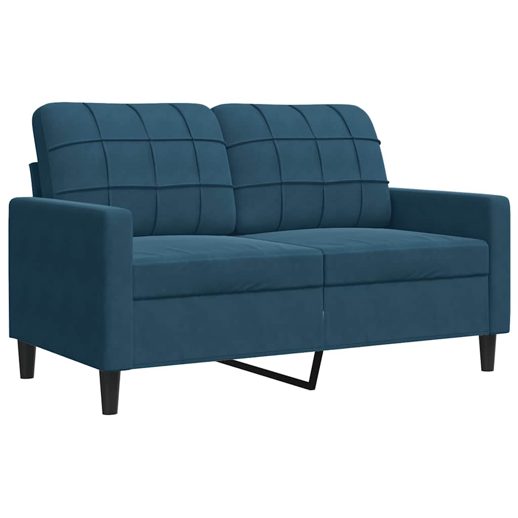 Set di Divani 3 pz con Cuscini Blu in Velluto | homemem39