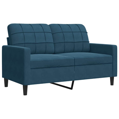 Set di Divani 3 pz con Cuscini Blu in Velluto | homemem39