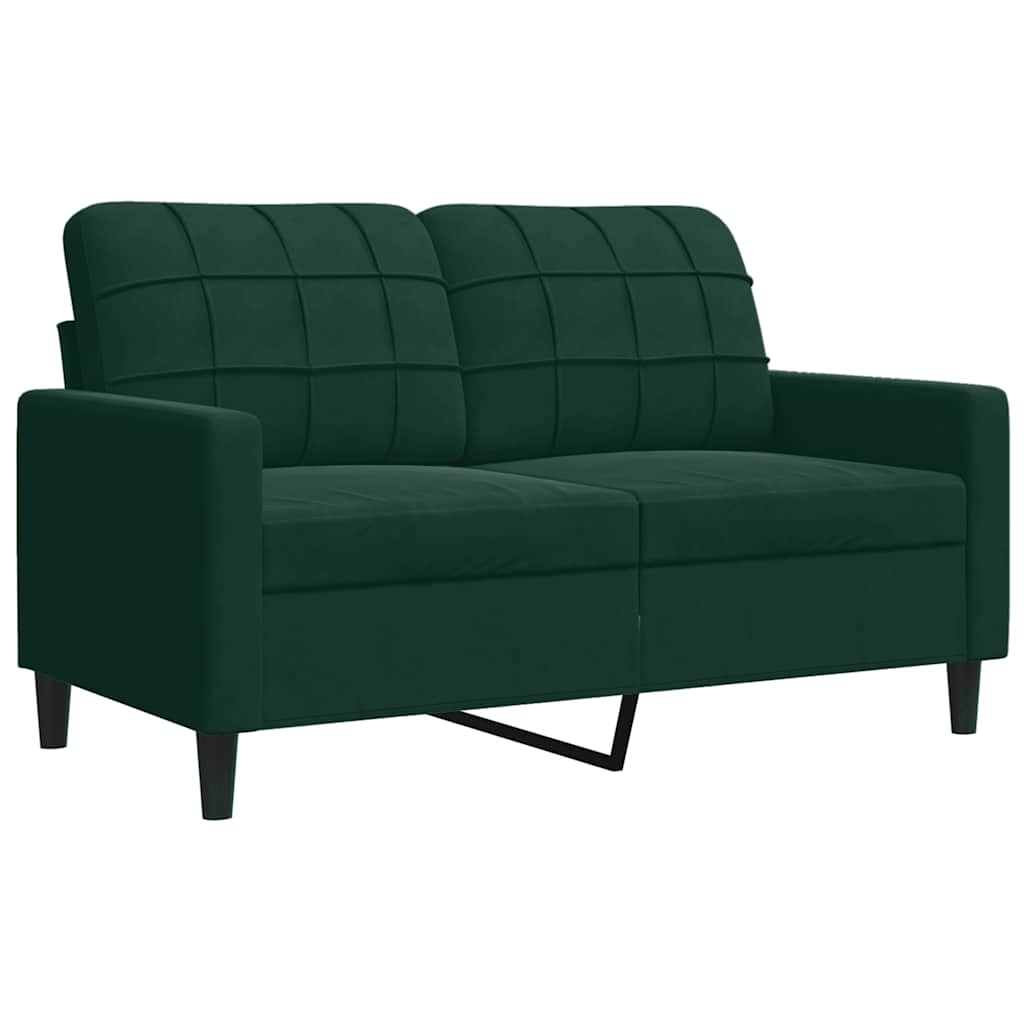 Set di Divani 2 pz con Cuscini e Rinforzi Verde scuro Velluto | homemem39