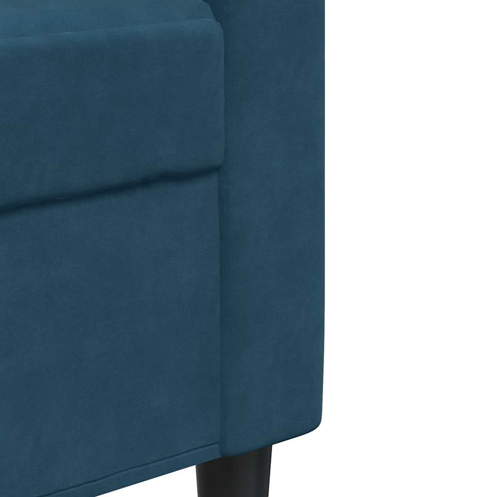 Set di Divani 2 pz con Cuscini e Rinforzi Blu in Velluto | homemem39