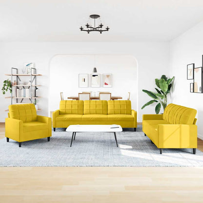 Set di Divani 3 pz con Cuscini giallo in Velluto