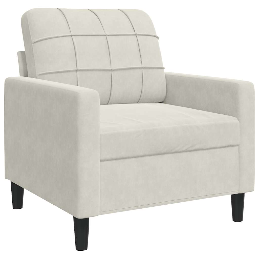 Set di Divani 3 pz con Cuscini Crema in Velluto