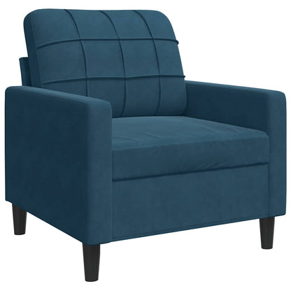 Set di Divani 3 pz con Cuscini Blu in Velluto