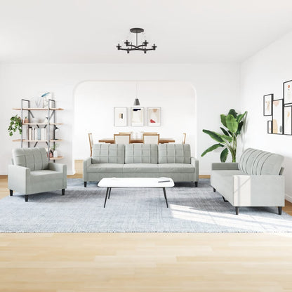 Set di Divani 4 pz con Cuscini Grigio Chiaro in Velluto | homemem39