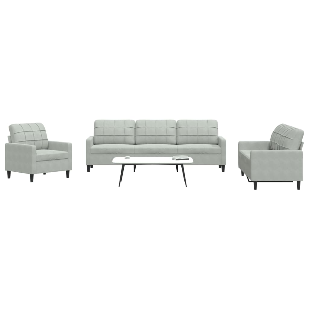 Set di Divani 4 pz con Cuscini Grigio Chiaro in Velluto | homemem39