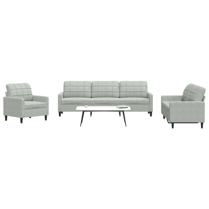 Set di Divani 4 pz con Cuscini Grigio Chiaro in Velluto | homemem39