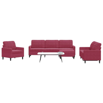 Set di Divani 4 pz con Cuscini Rosso Vino in Velluto | homemem39