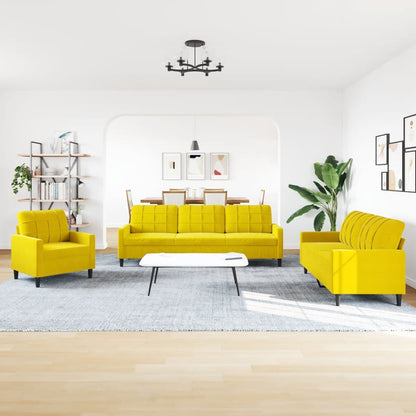 Set di Divani 4 pz con Cuscini giallo in Velluto - homemem39