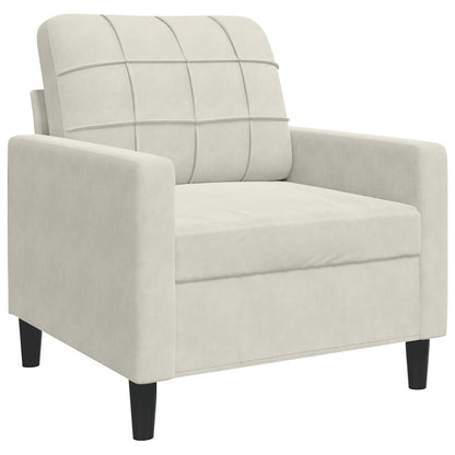 Set di Divani 3 pz con Cuscini e Rinforzi Crema in Velluto