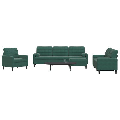 Set di Divani 4 pz con Cuscini e Rinforzi Verde scuro Velluto - homemem39