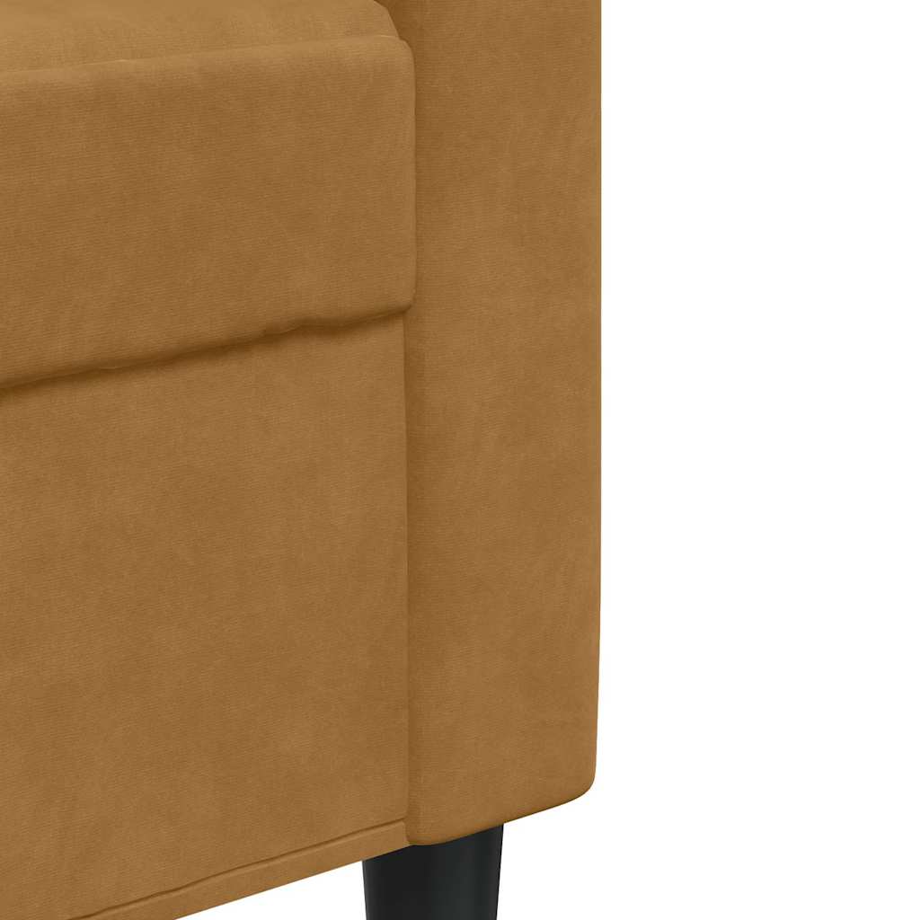 Set di Divani 4 pz con Cuscini e Rinforzi Marrone in Velluto | homemem39