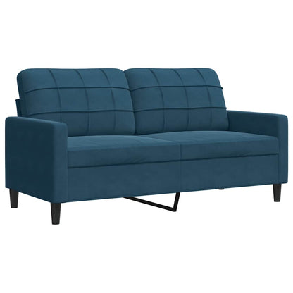 Set di Divani 4 pz con Cuscini e Rinforzi Blu in Velluto | homemem39