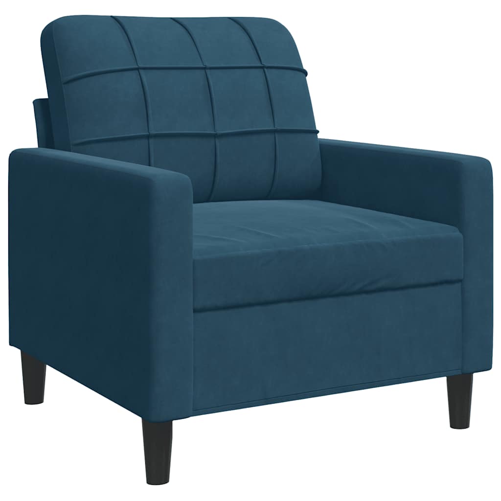 Set di Divani 4 pz con Cuscini e Rinforzi Blu in Velluto | homemem39