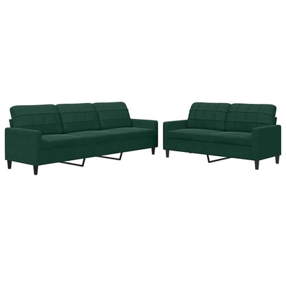 Set di Divani 2 pz con Cuscini Verde scuro in Velluto | homemem39