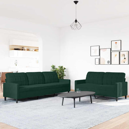 Set di Divani 2 pz con Cuscini Verde scuro in Velluto