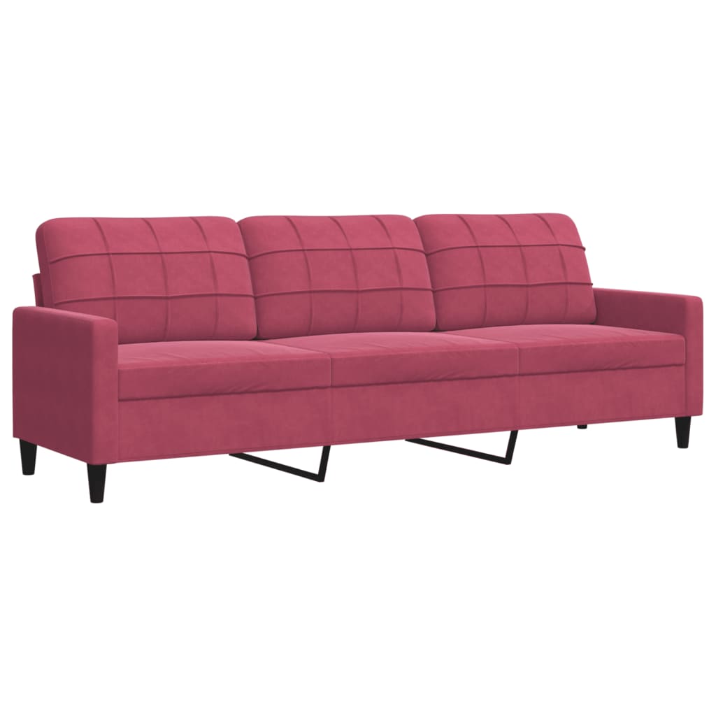Set di Divani 2 pz con Cuscini Rosso Vino in Velluto | homemem39