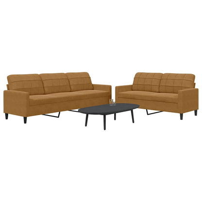 Set di Divani 2 pz con Cuscini Marrone in Velluto | homemem39