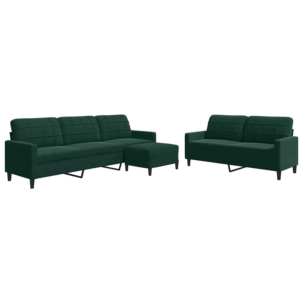 Set di Divani 3 pz con Cuscini Verde scuro in Velluto | homemem39