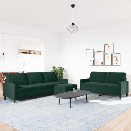 Set di Divani 3 pz con Cuscini Verde scuro in Velluto | homemem39
