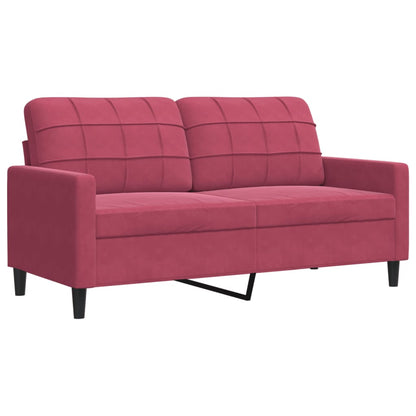 Set di Divani 3 pz con Cuscini Rosso Vino in Velluto | homemem39