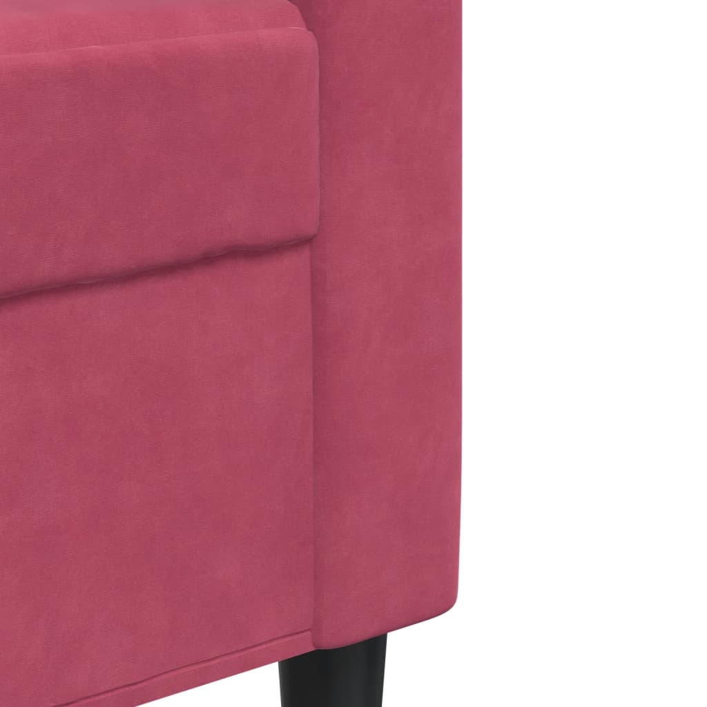 Set di Divani 3 pz con Cuscini Rosso Vino in Velluto | homemem39