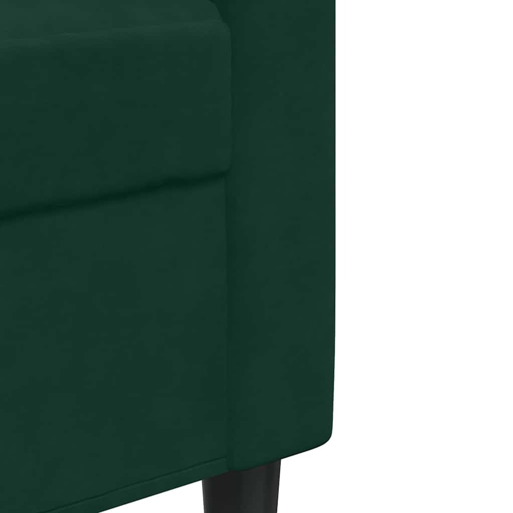 Set di Divani 2 pz con Cuscini e Rinforzi Verde scuro Velluto