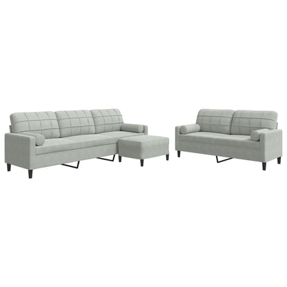 Set di Divani 3 pz con Cuscini e Rinforzi Grigio Chiaro Velluto | homemem39