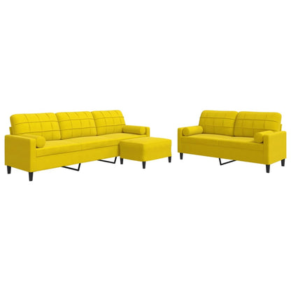 Set di Divani 3 pz con Cuscini e Rinforzi Giallo in Velluto - homemem39