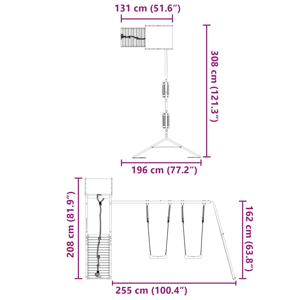 Set da Gioco da Esterno in Legno Massello di Pino