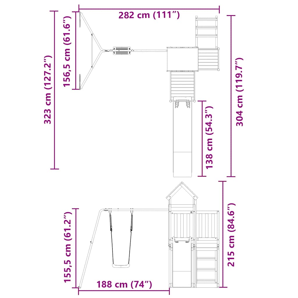Set da Gioco da Esterno in Legno di Pino Impregnato | homemem39