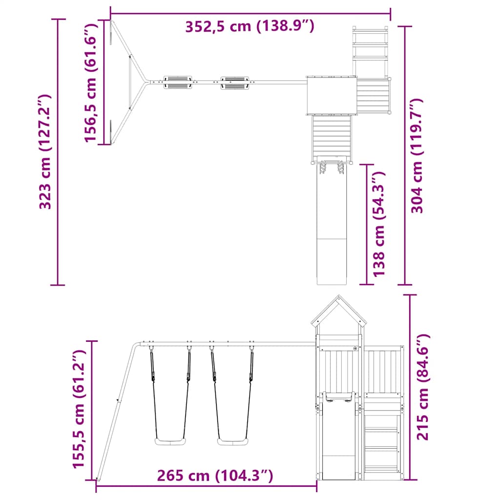 Set da Gioco da Esterno in Legno di Pino Impregnato | homemem39