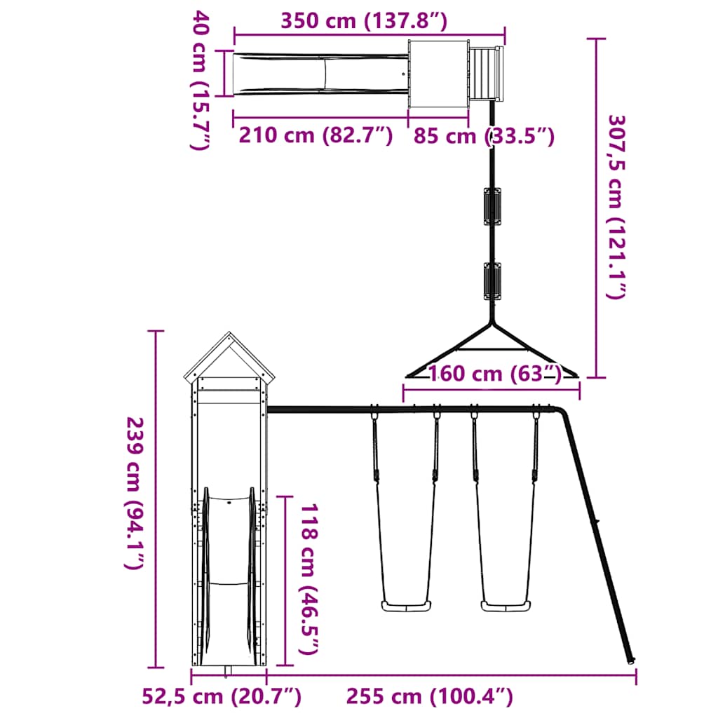 Set da Gioco da Esterno in Legno Massello di Douglas
