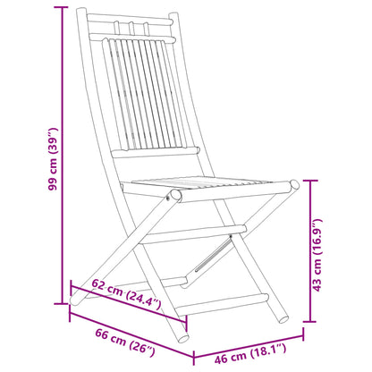 Sedie da Giardino Pieghevoli 6 pz 46x66x99 cm in Bambù