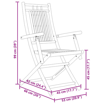 Sedie da Giardino Pieghevoli 6 pz 53x66x99 cm in Bambù