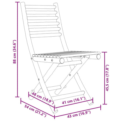 Sedie da Giardino Pieghevoli 4 pz 43x54x88 cm in Bambù