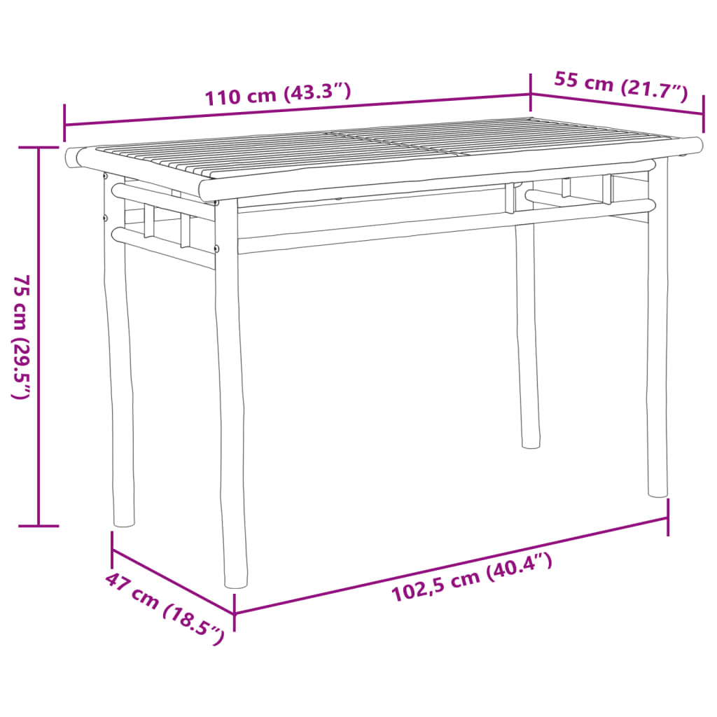 Set da Pranzo da Giardino 5 pz in Bambù | homemem39