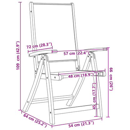 Sedie da Giardino Pieghevoli 4 pz Massello d'Acacia e Textilene