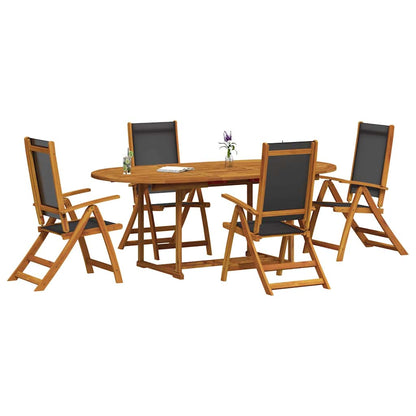 Set Pranzo da Giardino 5pz Legno Massello di Acacia e Textilene