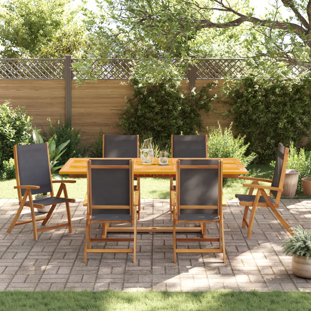 Set Pranzo da Giardino 7pz Legno Massello di Acacia e Textilene - homemem39