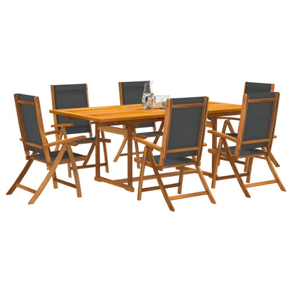 Set Pranzo da Giardino 7pz Legno Massello di Acacia e Textilene