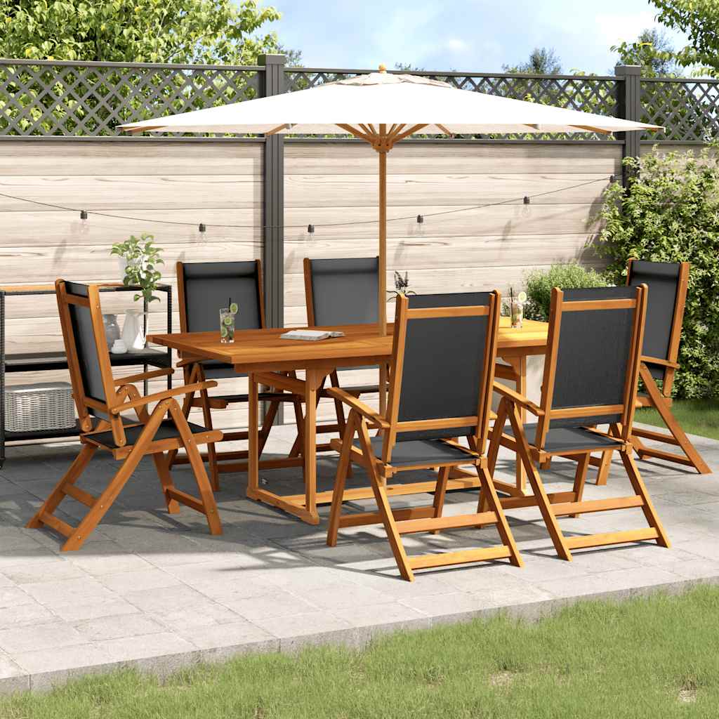 Set Pranzo da Giardino 7pz Legno Massello di Acacia e Textilene