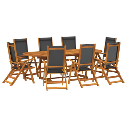 Set Pranzo da Giardino 9pz Legno Massello di Acacia e Textilene | homemem39