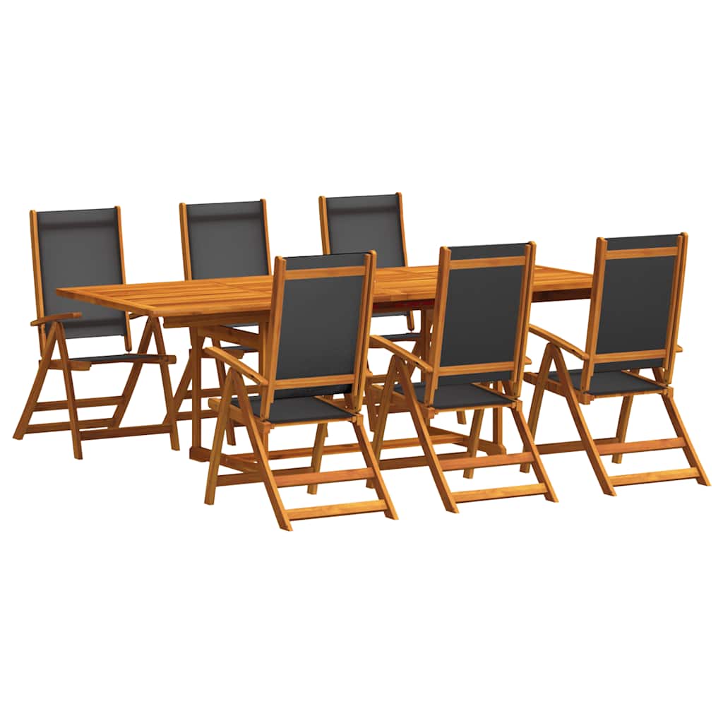 Set Pranzo da Giardino 7pz Legno Massello di Acacia e Textilene | homemem39