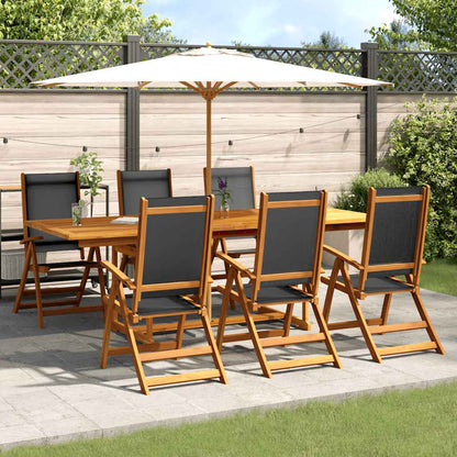 Set Pranzo da Giardino 7pz Legno Massello di Acacia e Textilene | homemem39